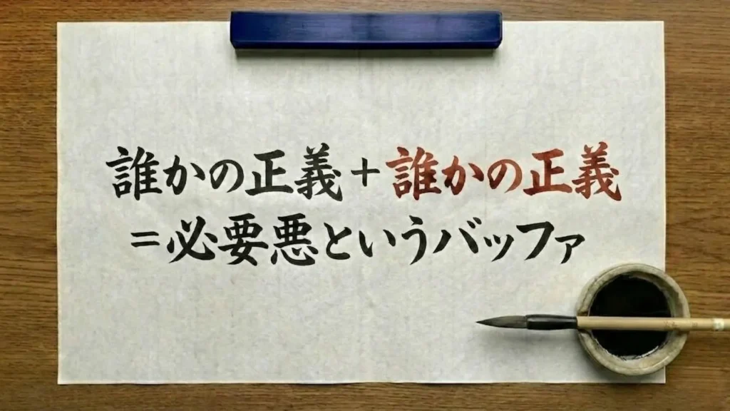 対立する正義が生み出す必要悪という緩衝構造