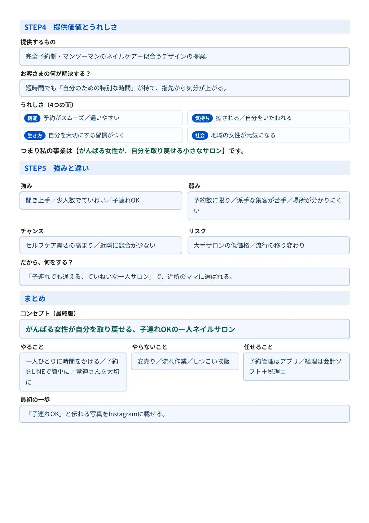 コンセプト立案シート サンプル 3